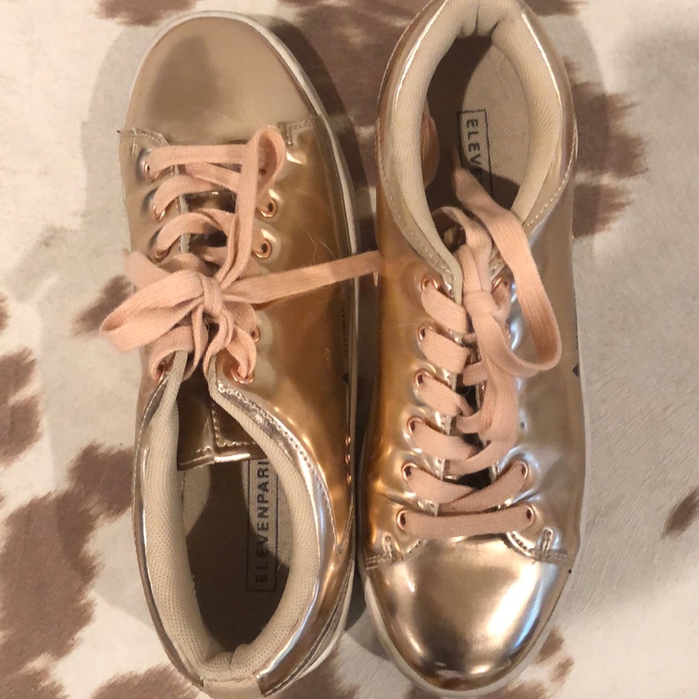 Eleven Paris Rose Gold Metallic Sneakers